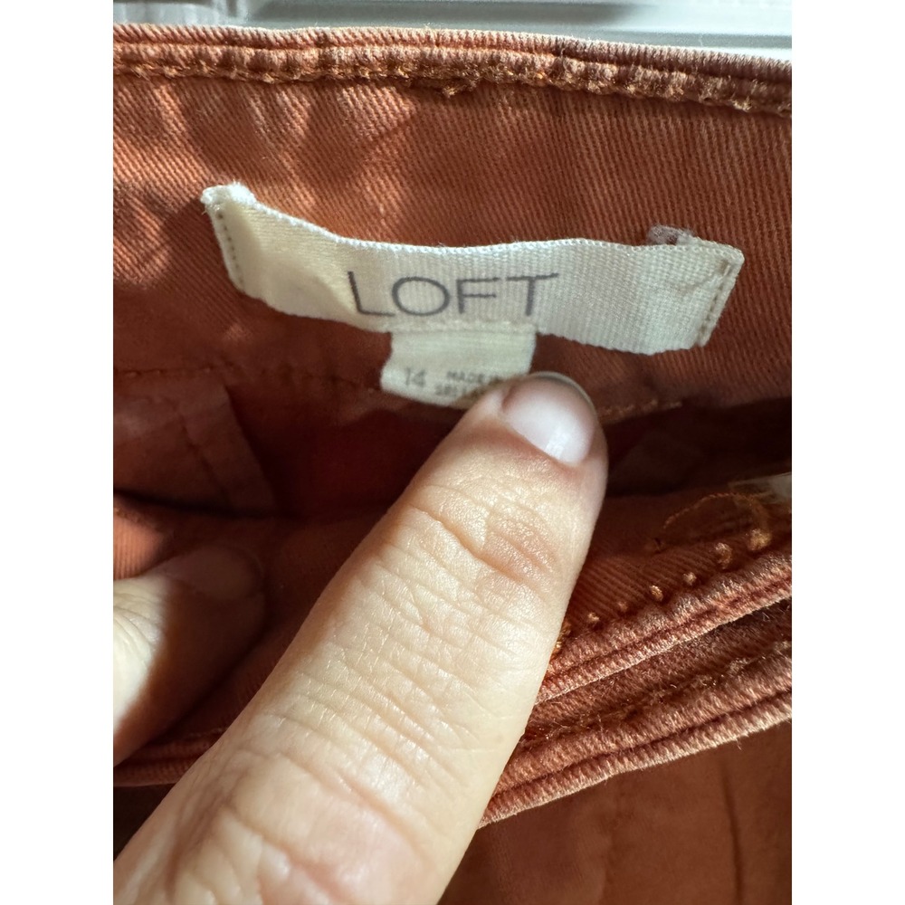 Loft Womens Burnt Orange Straight Leg Frayed Hem Pants Rust Size 14 - Picture 3 of 4
